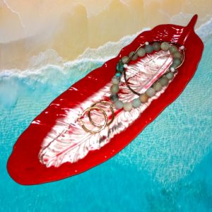 Feather Trinket Tray (Red & White)