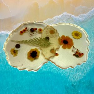 Coasters Double Set (Lt Orange Flowers)